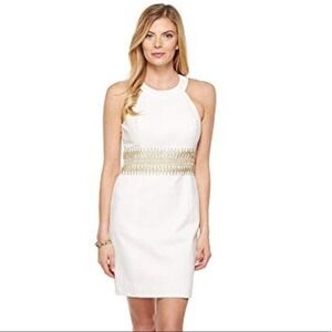Lilly Pulitzer Ashlyn Shift Dress RESORT WHITE Pop Floral‎ Lace Sz 4 Halter Neck